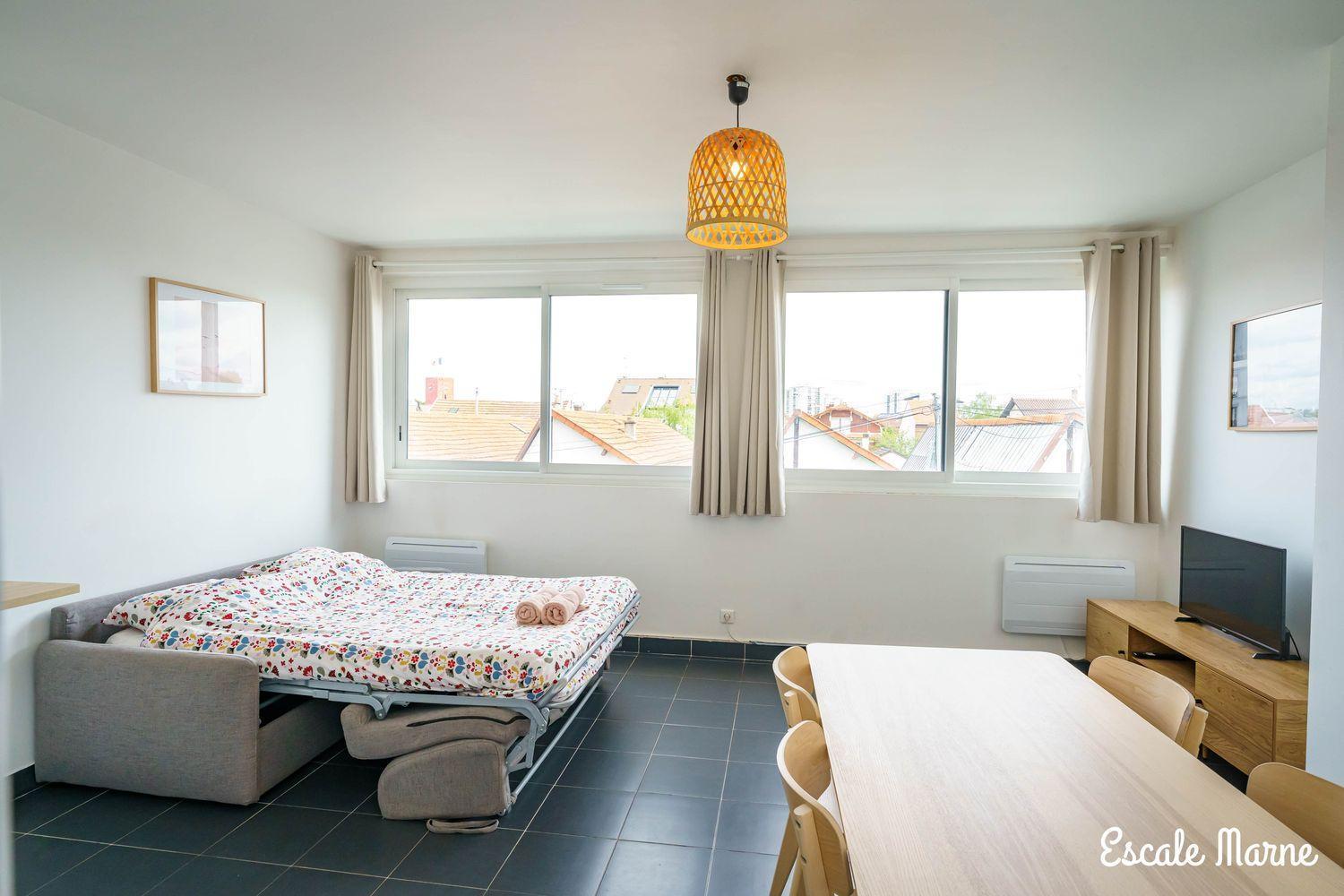 Escale-Marne Fr - 101 - Free Parking - Free Luggage Storage - All Equipped - Linen Included - Washing Machine - Luxury Eve Sleep Mattress 160X200 - 10Mn Walk Metro 8 - Rer A - Panoramic View - From 1 To 4 Guests 迈松阿尔福 外观 照片